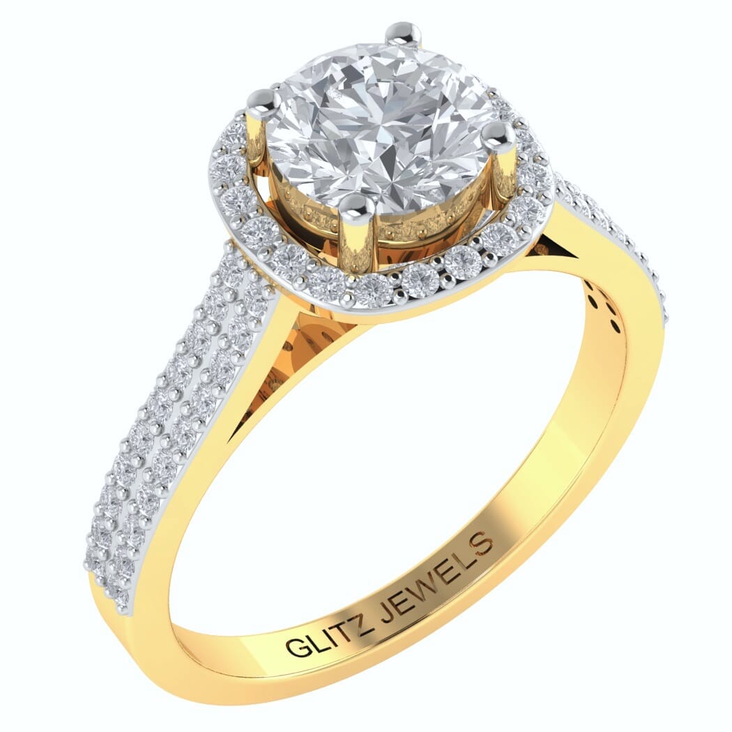 18KT Gold and 0.30 carat center Diamond Engagement Ring with Certificate