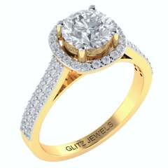 18KT Gold and 0.50 carat center Diamond Engagement Ring with Certificate