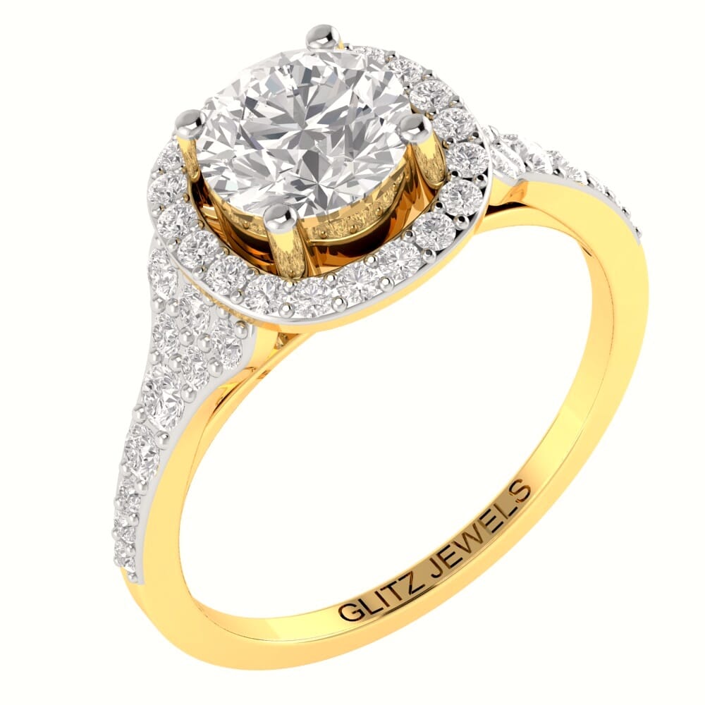 18KT Gold and 1.00 carat center Diamond Engagement Ring with Certificate