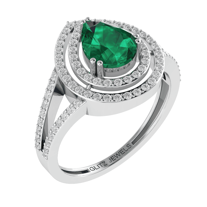 18KT Gold Ring with 1.25 carat Natural Emerald with 0.50 carat Diamonds