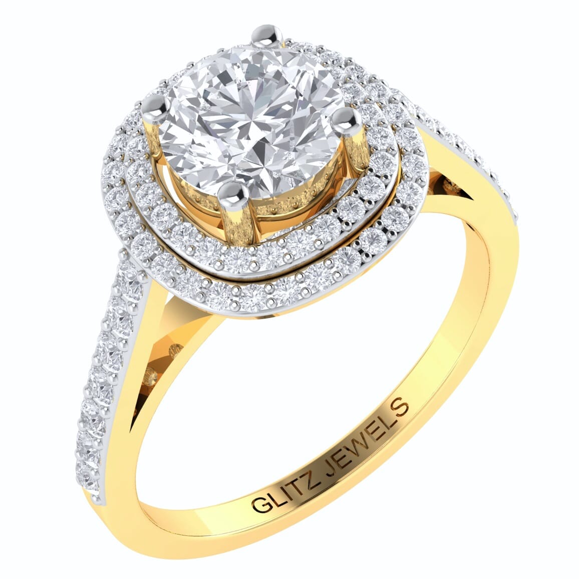 18KT Gold and 0.50 carat center Diamond Engagement Ring with Certificate