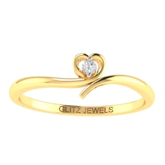 14K Gold and 0.025 carat Round Diamond Heart Ring