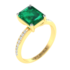 18KT Gold Ring with 2.70 carat Natural Emerald with 0.24 carat Diamonds