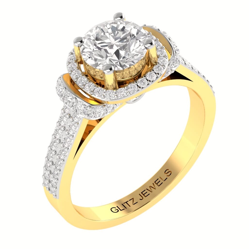 18KT Gold and 0.50 carat center Diamond Engagement Ring with Certificate