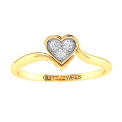 14K Gold and 0.18 carat Round Diamond Heart Ring