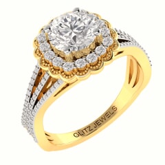 18KT Gold and 0.50 carat center Diamond Engagement Ring with Certificate