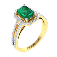 18KT Gold Ring with 1.90 carat Natural Emerald with 0.50 carat Diamonds