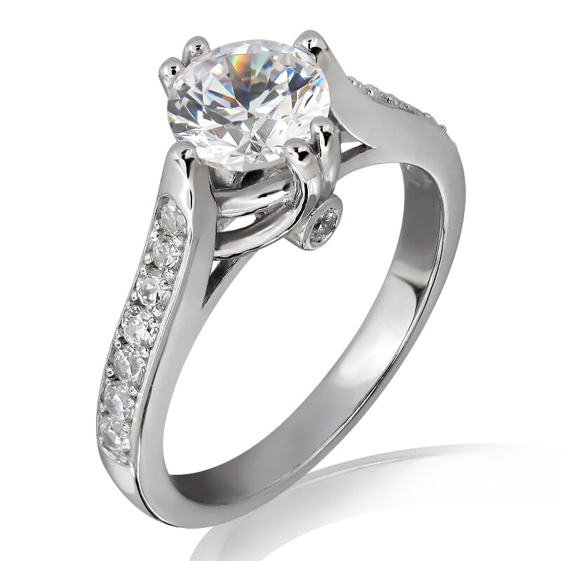0.50 Carat D Color Engagement Ring with Side Diamonds with Certification
