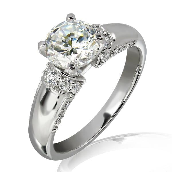0.50 Carat D Color Engagement Ring with Side Diamonds with Certification
