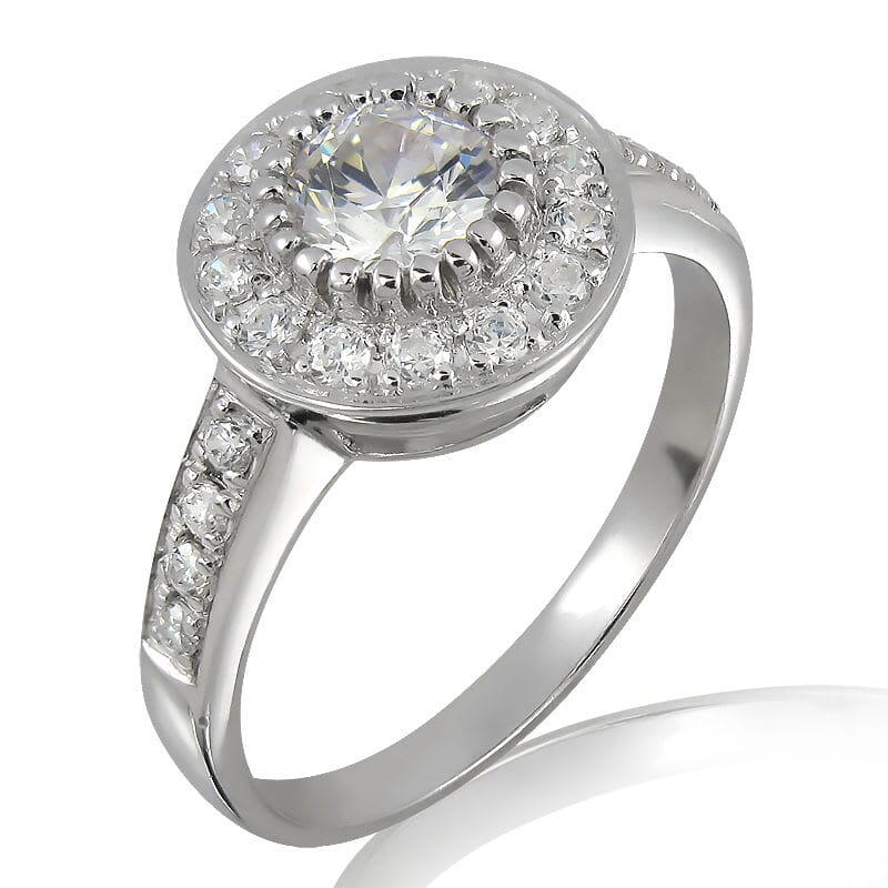 0.50 Carat D Color Engagement Ring with Side Diamonds with Certification
