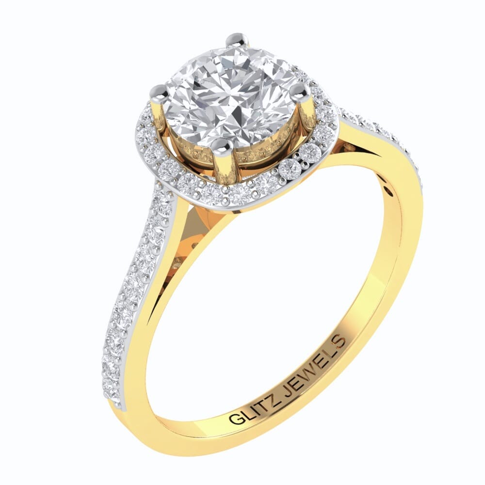 18KT Gold and 0.30 carat center Diamond Engagement Ring with Certificate