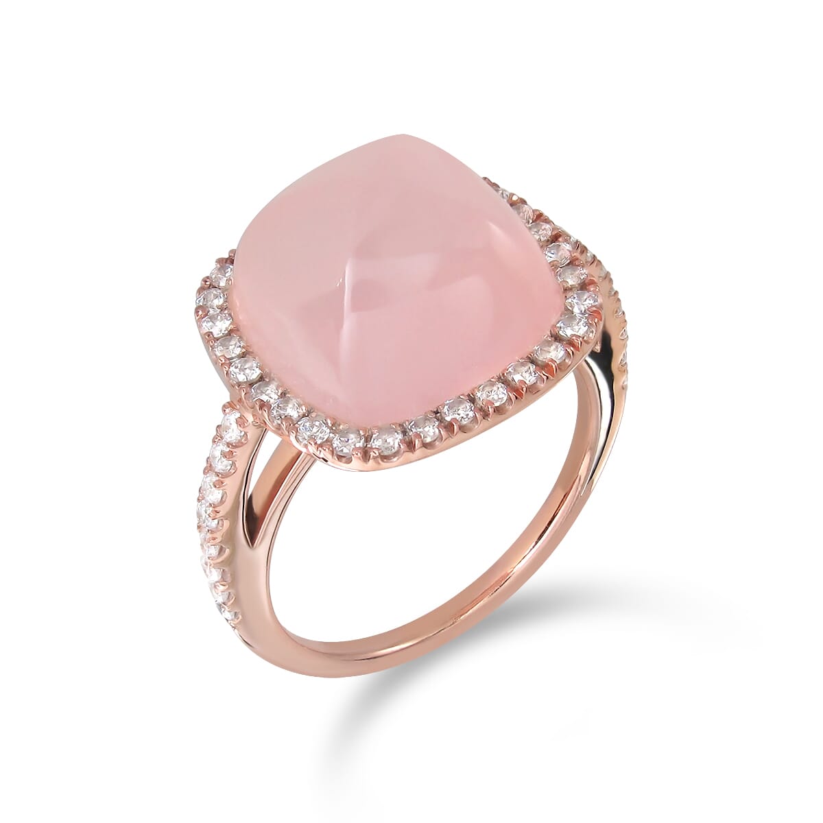 Natural Rose Quartz Silver Sterling Ring