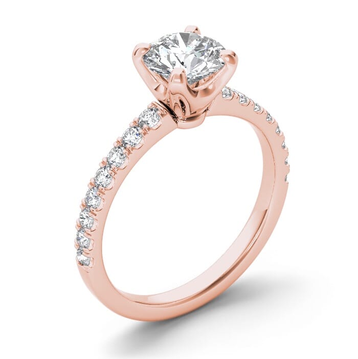 18KT Gold and 1.00 carat Side Diamond Engagement Ring with Certificate