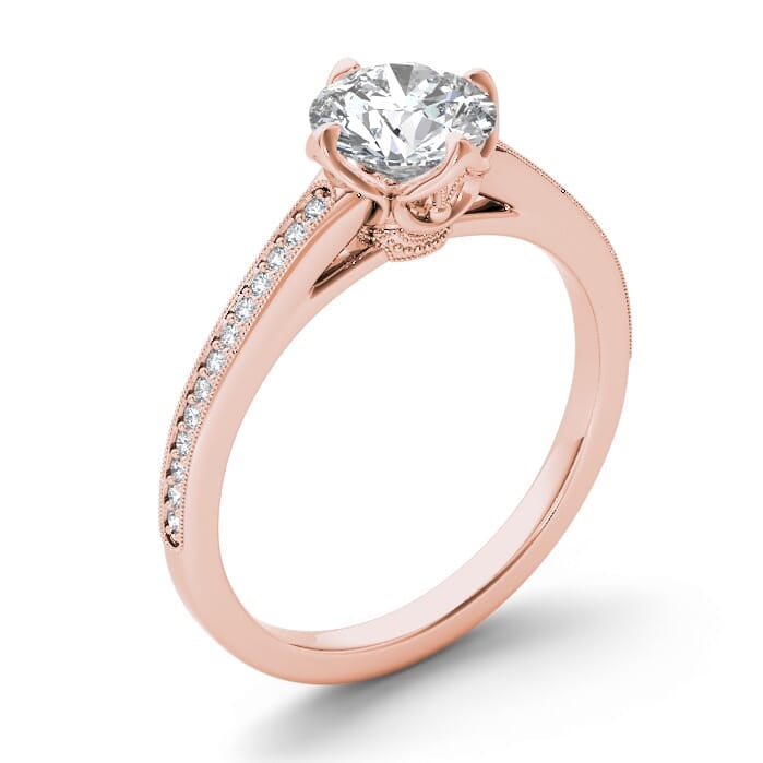 18KT Gold and 1.00 carat Side Diamond Engagement Ring with Certificate