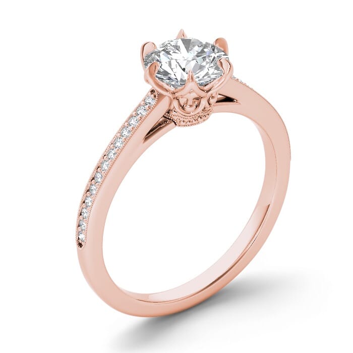 18KT Gold and 0.30 carat Side Diamond Engagement Ring with Certificate