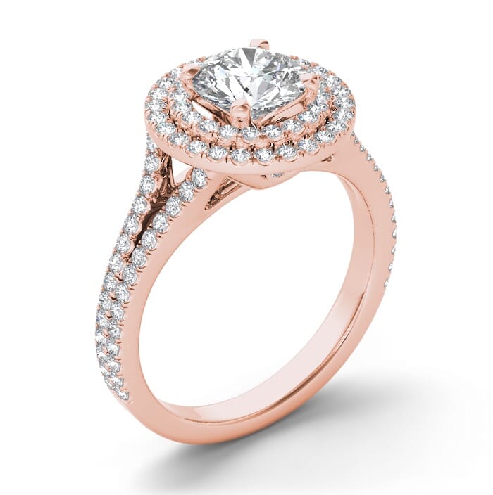 18KT Gold and 0.30 carat Halo Engagement Diamond Ring with Certificate