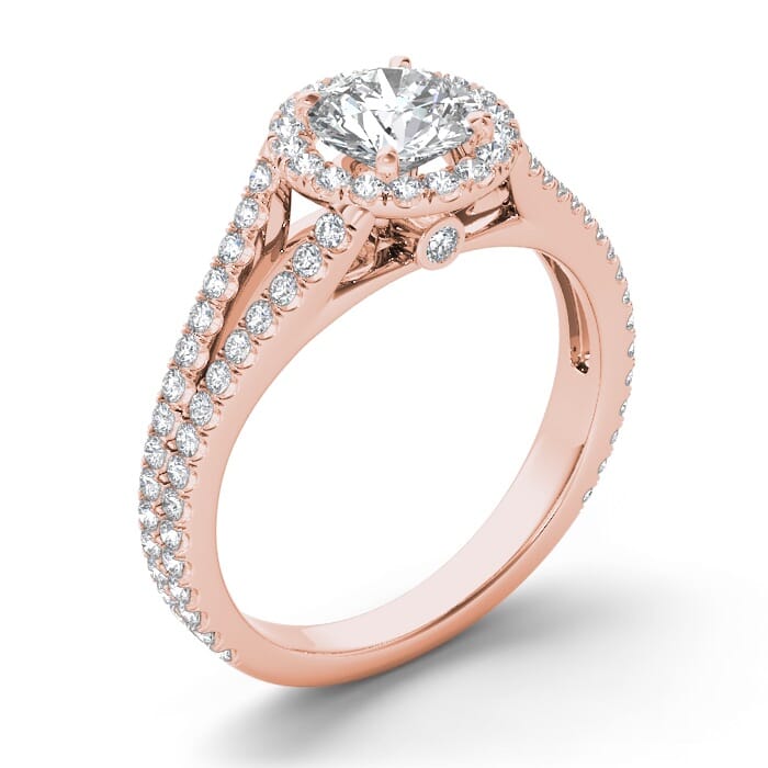 18KT Gold and 0.30 carat Halo Engagement Diamond Ring with Certificate