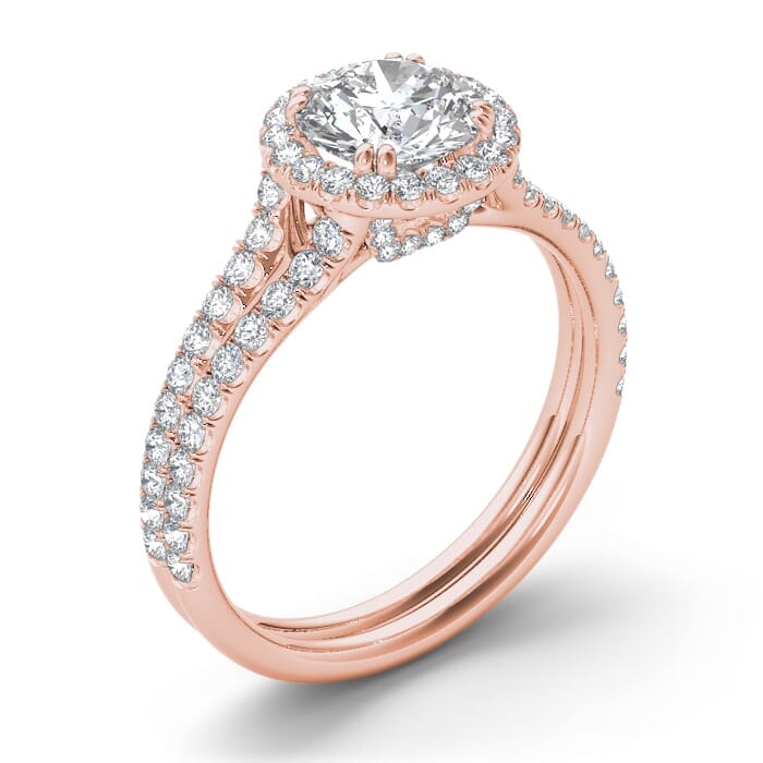 18KT Gold and 1.00 carat Halo Engagement Diamond Ring with Certificate