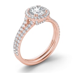 18KT Gold and 1.00 carat Halo Engagement Diamond Ring with Certificate