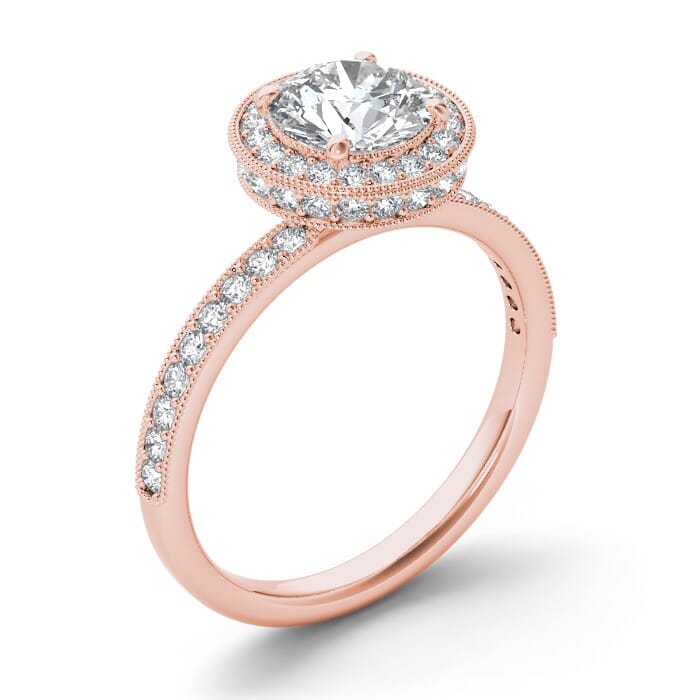 18KT Gold and 0.30 carat Halo Engagement Diamond Ring with Certificate