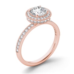 18KT Gold and 1.00 carat Halo Engagement Diamond Ring with Certificate