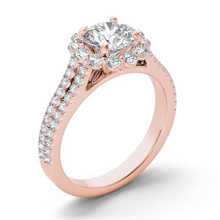 18KT Gold and 0.30 carat Halo Engagement Diamond Ring with Certificate