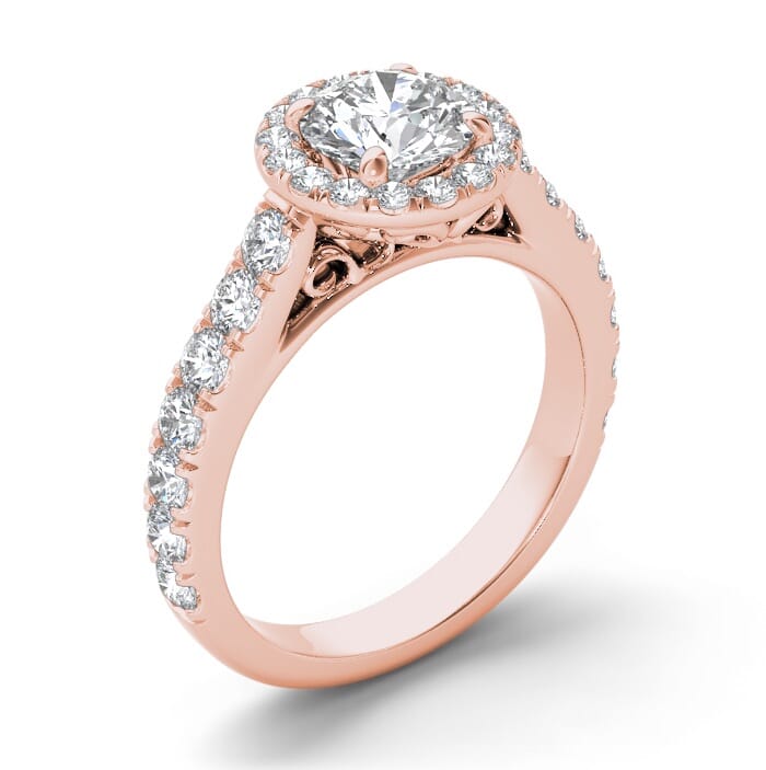 18KT Gold and 1.00 carat Halo Engagement Diamond Ring with Certificate