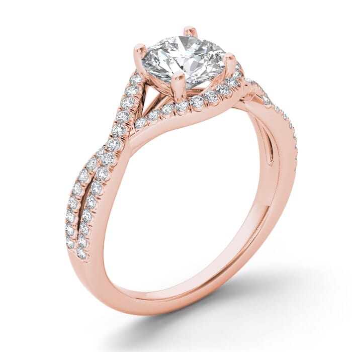 18KT Gold and 1.00 carat Halo Engagement Diamond Ring with Certificate