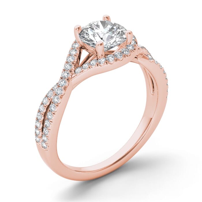 18KT Gold and 0.50 carat Halo Engagement Diamond Ring with Certificate