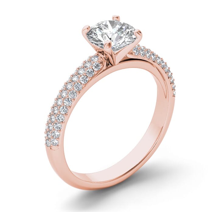 18KT Gold and 1.00 carat Side Diamond Engagement Ring with Certificate