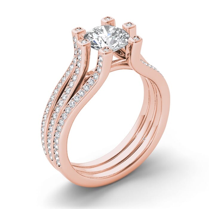 18KT Gold and 0.30 carat Side Diamond Engagement Ring with Certificate