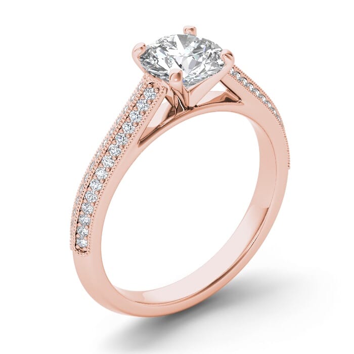 18KT Gold and 1.00 carat Side Diamond Engagement Ring with Certificate