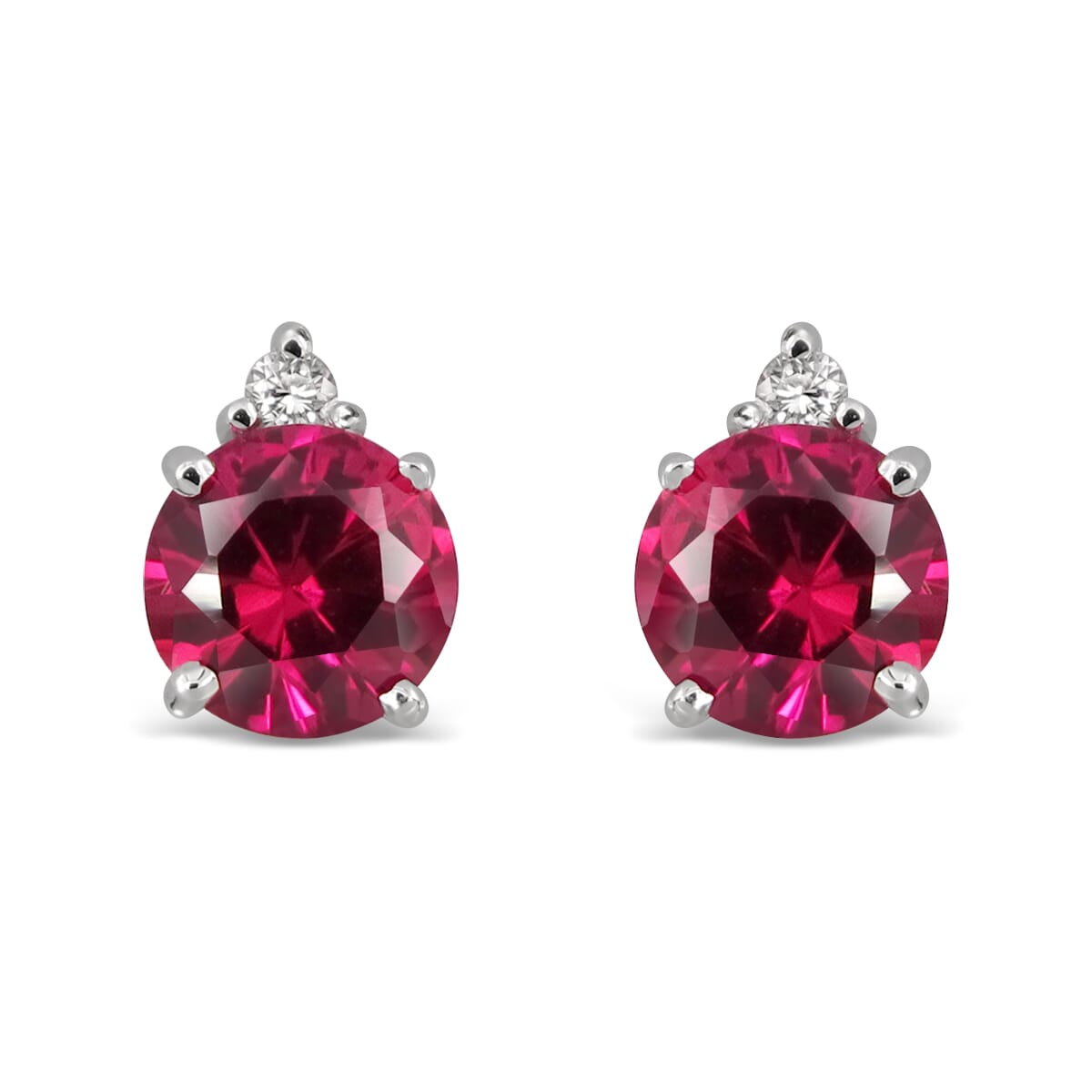 14K Gold Created Ruby Earrings