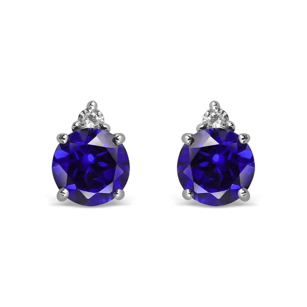 14K Gold Created Sapphire Earrings