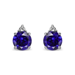 14K Gold Created Sapphire Earrings