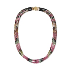 182.18 Ctw Natural Multi Tourmaline Necklace 19 inches with 925 Sterling Silver Clasp