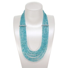 356.57 Ctw Natural Neon Apatite Necklace 15.5 - 18.0 inches with 925 Sterling Silver Clasp