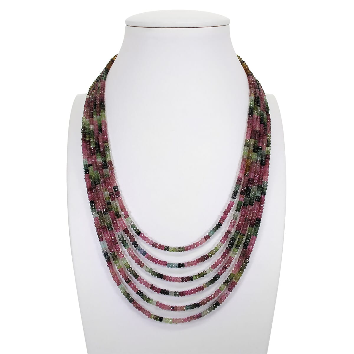 Natural Multi Tourmaline Necklace 19 inches with 925 Sterling Silver Clasp