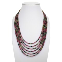 Natural Multi Tourmaline Necklace 19 inches with 925 Sterling Silver Clasp