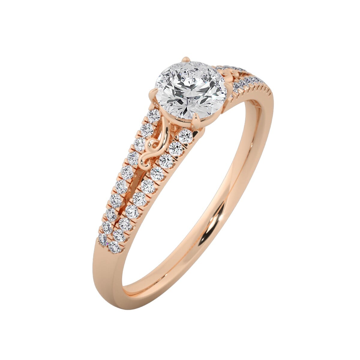 18KT Gold Ring with 0.50 Carat D Color VVS1 Center Diamond with Certificate  and Side Stone 0.20 Carat
