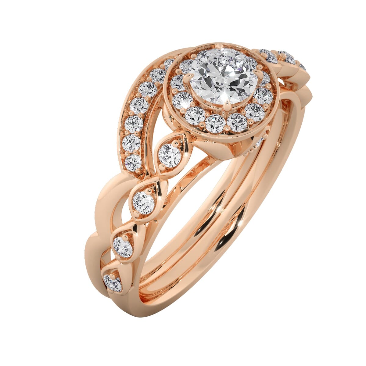 18KT Gold Ring with 0.25 Carat D Color VVS1 Center Diamond and Side Stone 0.32 Carat