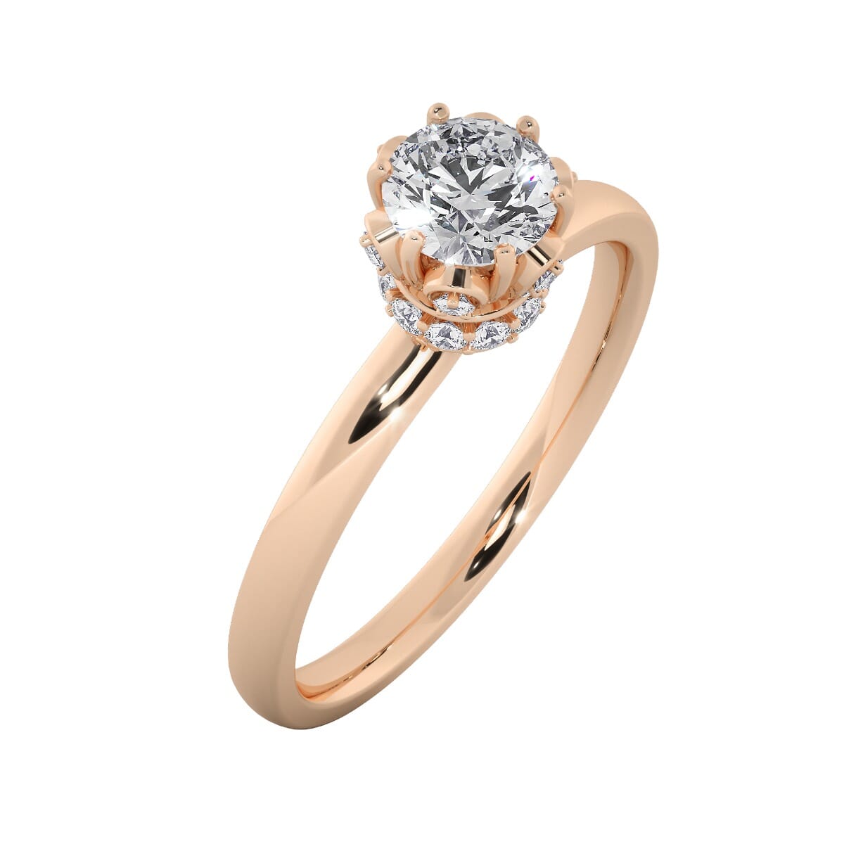 18KT Gold Ring with 0.50 Carat D Color VVS1 Center Diamond with Certificate  and Side Stone 0.18 Carat