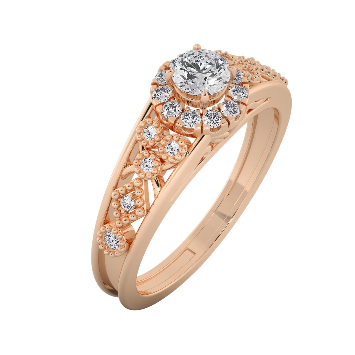 18KT Gold Ring with 0.30 Carat D Color VVS1 Center Diamond with Certificate  and Side Stone 0.26 Carat