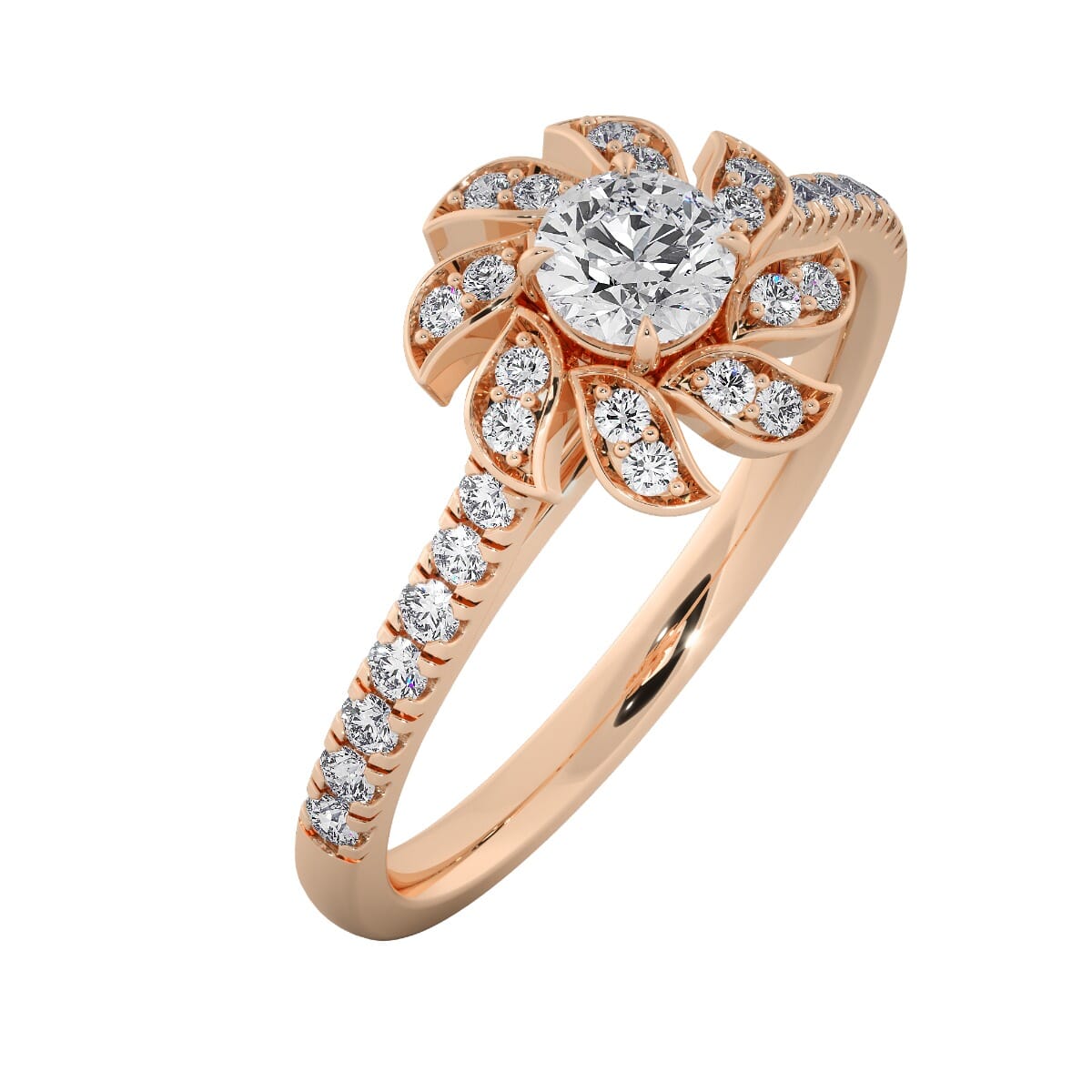18KT Gold Ring with 0.25 Carat D Color VVS1 Center Diamond and Side Stone 0.25 Carat