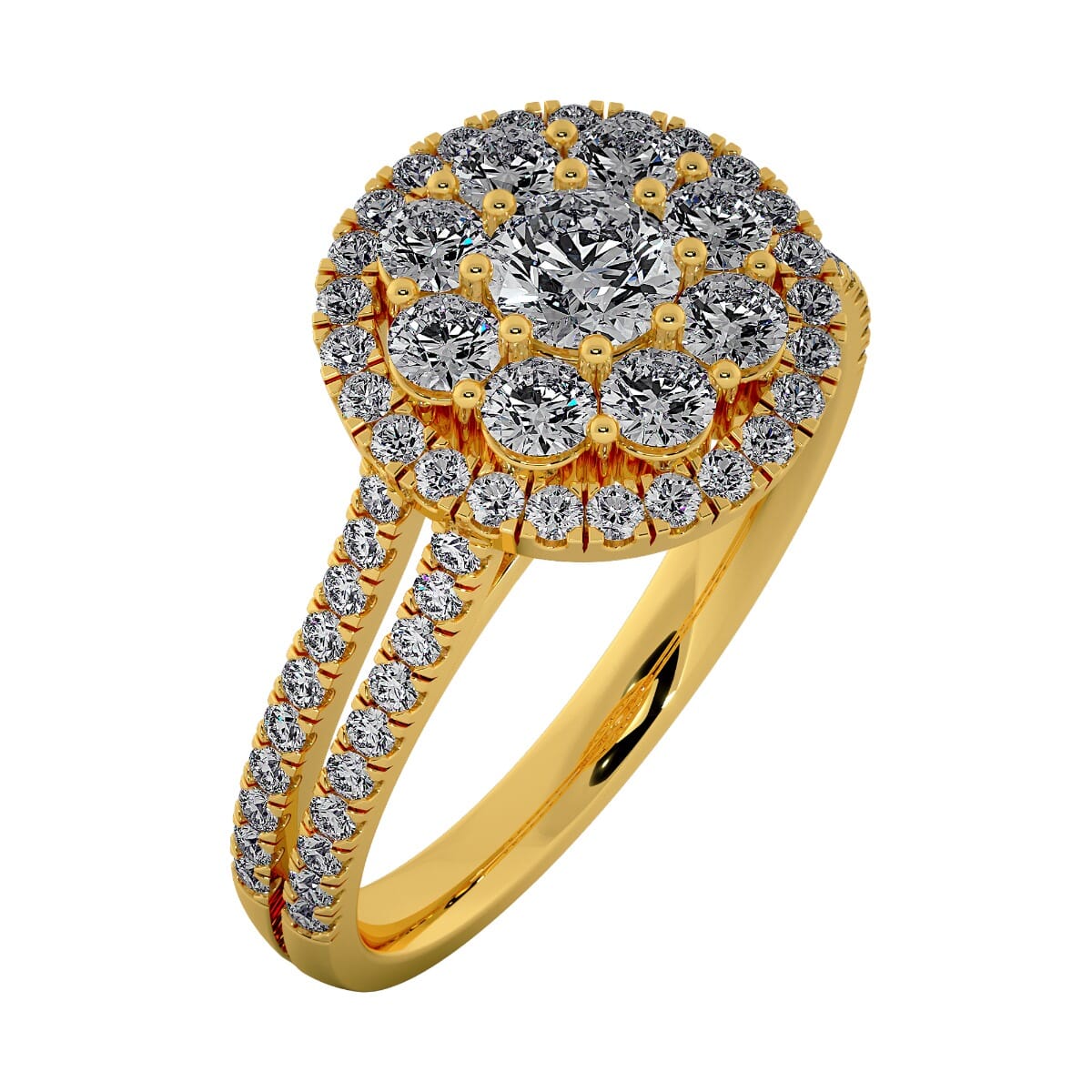 18KT Gold Ring with 0.30 Carat D Color VVS1 Center Diamond with Certificate and Side Stone 0.80 Carat
