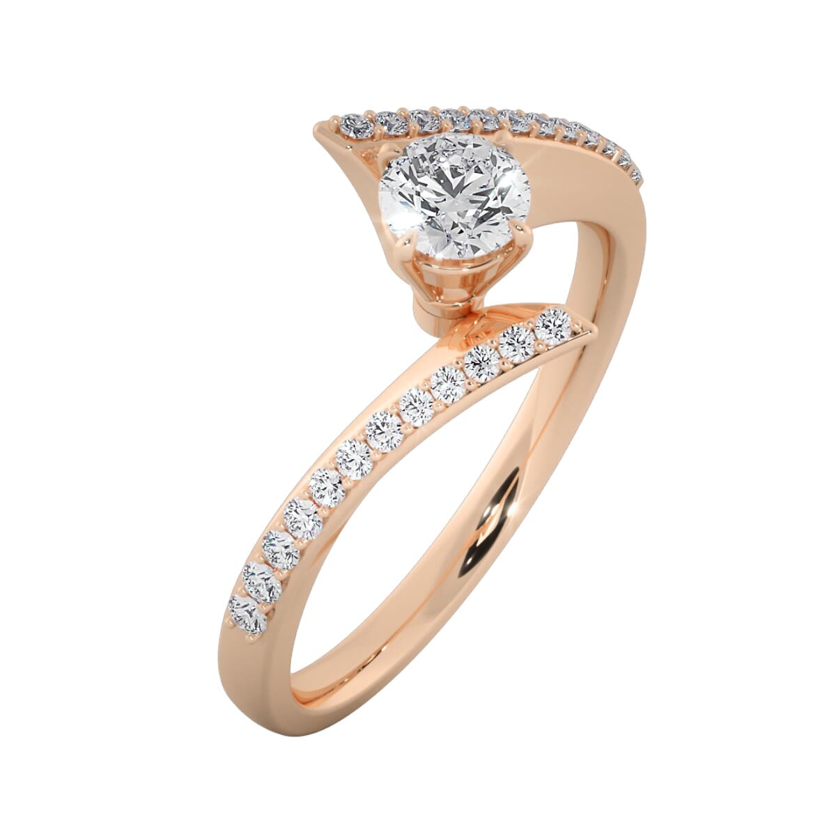 18KT Gold Ring with 0.30 Carat D Color VVS1 Center Diamond with Certificate  and Side Stone 0.21 Carat