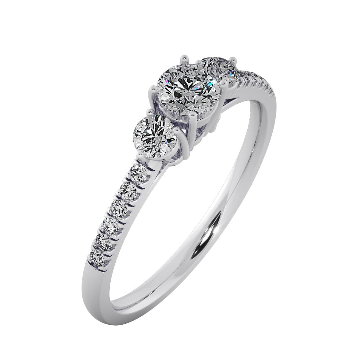 18KT Gold Ring with 0.25 Carat D Color VVS1 Center Diamond and Side Stone 0.45 Carat