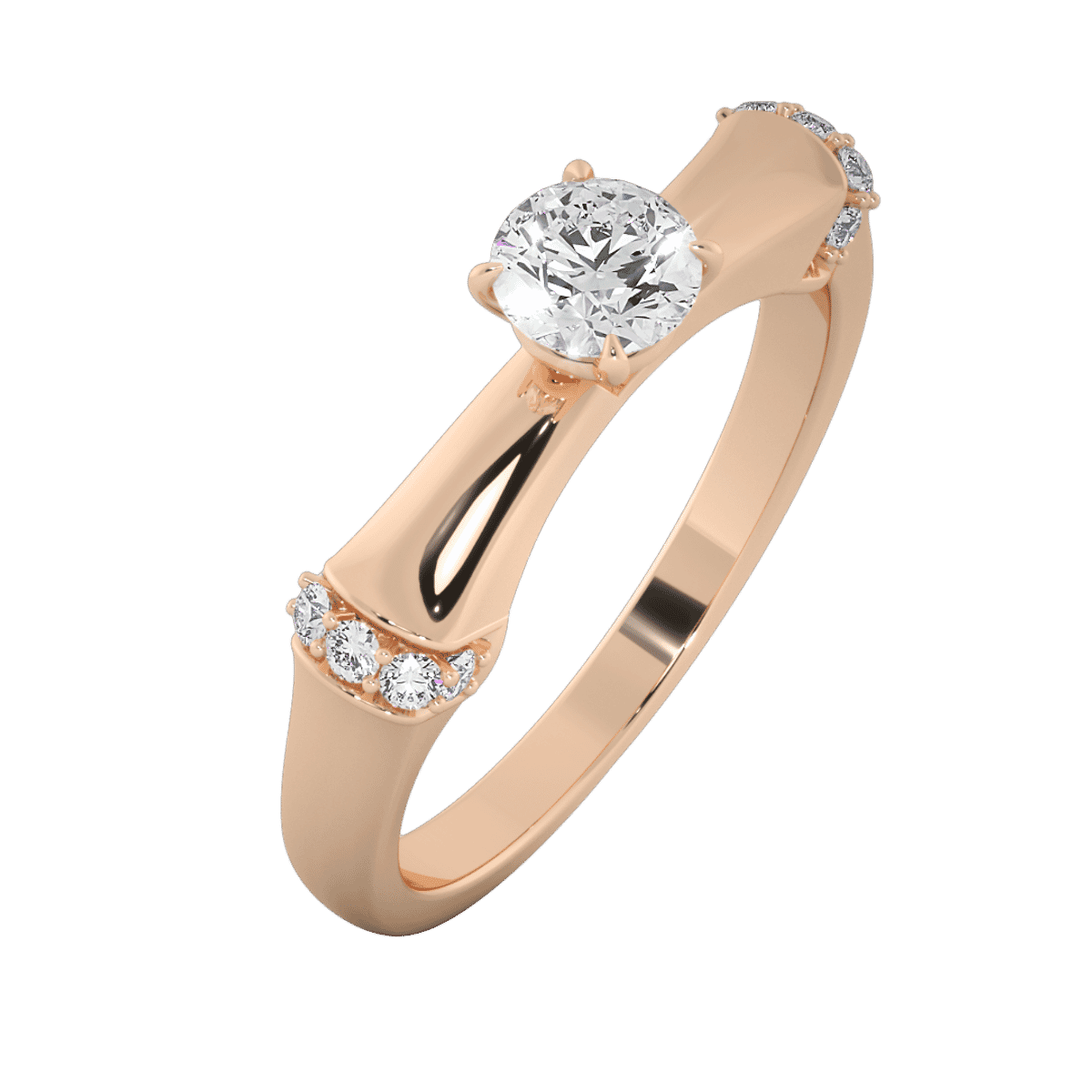 18KT Gold Ring with 0.33 Carat D Color VVS1 Center Diamond with Certificate  and Side Stone 0.10 Carat