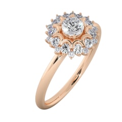 18KT Gold Ring with 0.25 Carat D Color VVS1 Center Diamond and Side Stone 0.30 Carat