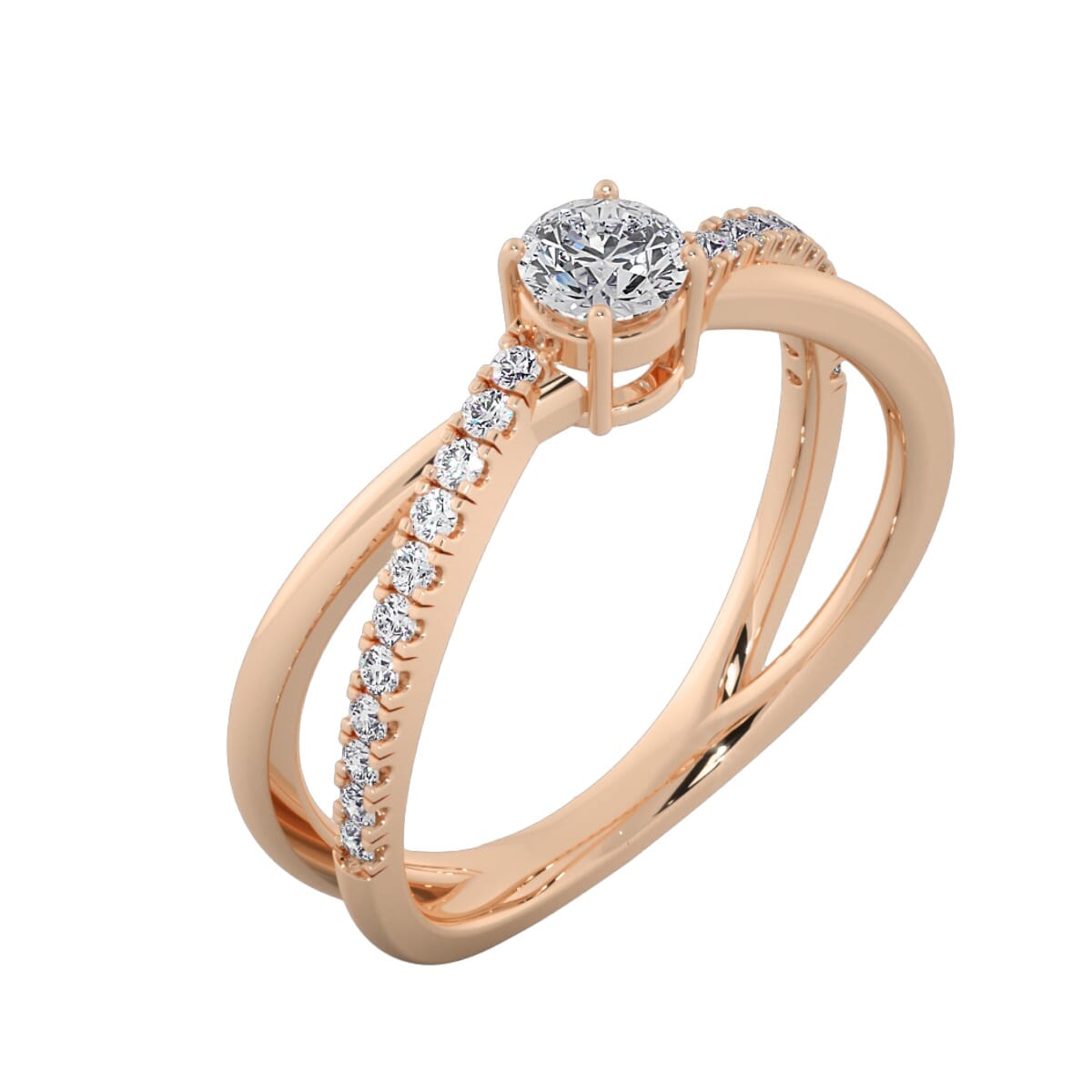 18KT Gold Ring with 0.30 Carat D Color VVS1 Center Diamond with Certificate  and Side Stone 0.20 Carat